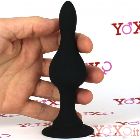 BOB L - Cuneo Anale con Curve 13,8 x 3,9 cm. in Silicone Nero