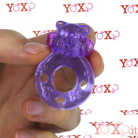 POWER RING BEAR - Anello Fallico Vibrante Elastico a Forma di Orsetto Viola