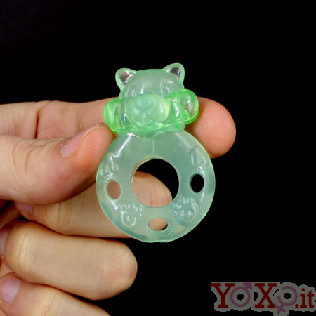 FLASH TEDDY - Anello Fallico Vibrante Elastico a Forma di Orsetto Verde Fluo