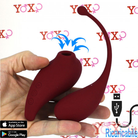 Adrien Lastic INSPIRATION - Succhia Clitoride e Ovulo Vibrante in Silicone Comandato da APP 18 x 3,7 cm.