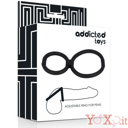 Cockring Doppio in Silicone estensibile  Nero 5,8 e 3,8 cm.