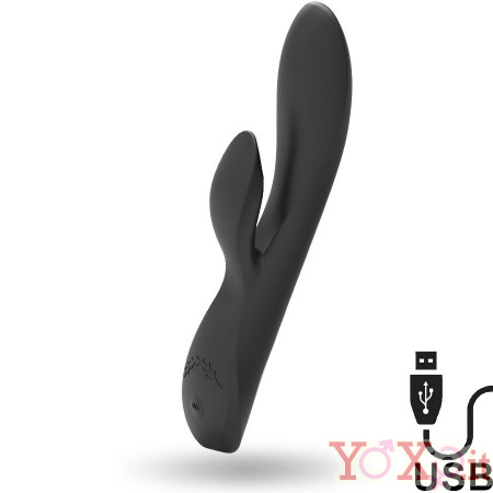 Kaultz - Vibratore Rabbit in Silicone Flessibile 20,4 x 3,8 cm. Nero Ricaricabile