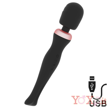 Akasha - Massaggiatore Magic Wand con Testa in Silicone Nero