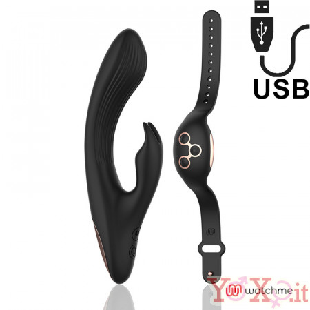 Vibratore Rabbit in Silicone con Comando Wireless 20 x 3 cm. Nero Ricaricabile
