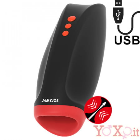 JamyJob - Masturbatore Maschile Vibrante con Risucchio e Compressione in Silicone Ricaricabile USB