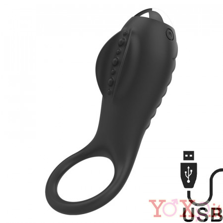 Alan - Anello Fallico Vibrante in Silicone Ricaricabile USB Nero
