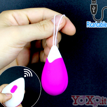 Ovetto Vibrante Telecomandato Wireless in Silicone 6,5 x 3,5 cm. Fucsia Ricaricabile con USB