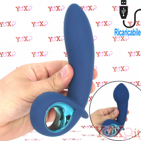 Vibratore Anale Gonfiabile in Silicone 16 x 3,5 cm. Blu