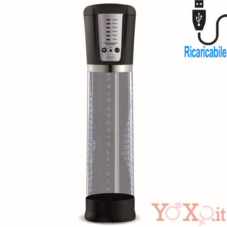 PSX09 - Sviluppa Pene a Pompa Automatico 25 x 6 cm. Ricaricabile con USB