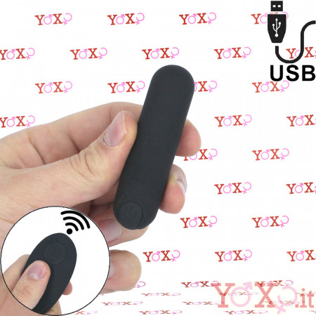 Buller - Bullet Vibrante in Silicone con Telecomando Wireless 7,6 x 2 cm. Nero Ricaricabile USB