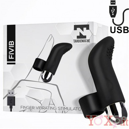 Fivib - Mini Vibratore da Dito in Silicone 8,6 x 2,3 cm. Nero Ricaricabile USB