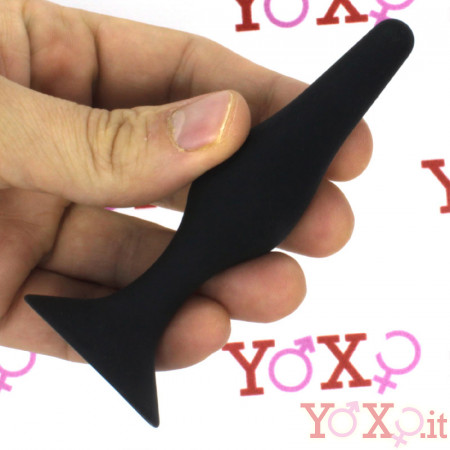 Trophy - Cuneo anale in silicone nero con ventosa 10 x 2,3 cm.