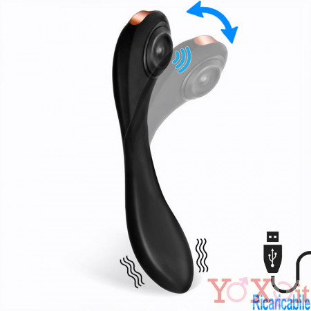 Pulsar - Vibratore e Pulsatore 2 in 1 in Silicone Posizionabile 20,5 x 4 cm. Ricaricabile USB Nero