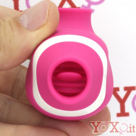 Succhia e lecca clitoride 2 in 1 in silicone rosa con lingua oscillante e funzione risucchio ricaricabile USB