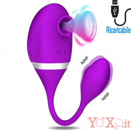 Succhia Clitoride con Ovetto Vibrante Viola Ricaricabile USB
