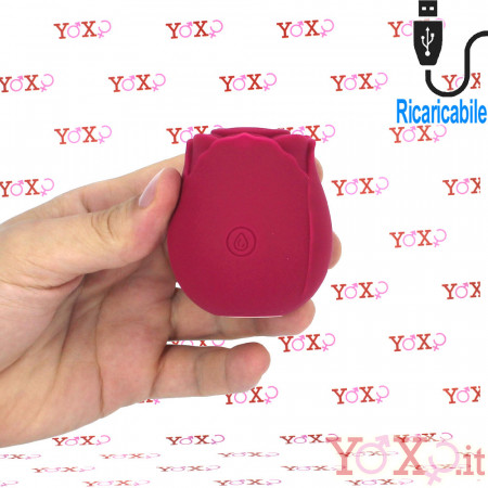 Redrose - Succhia Clitoride in Silicone a Forma di Rosa 5,8 x 6,2 cm. Rosso