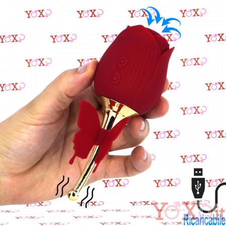 Succhia Clitoride in Silicone con Gambo Vibrante Ricaricabile