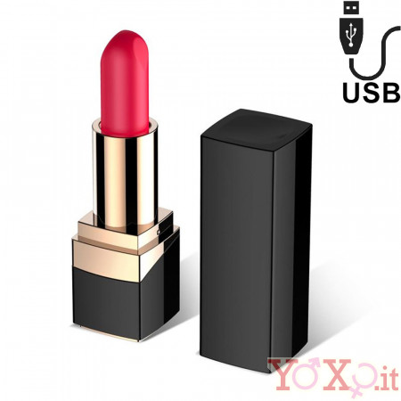 Vibratore di Lusso a Forma di Rossetto 9,2 x 2,2 cm. Ricaricabile USB