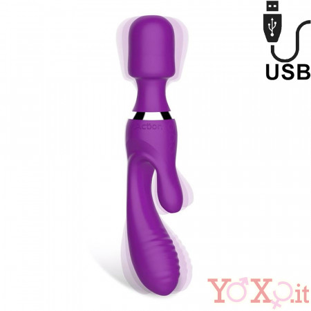 No. Fifteen - Massaggiatore e Vibratore Rabbit 2 in 1 in Silicone 22,8 x 3,8 cm. Ricaricabile USB