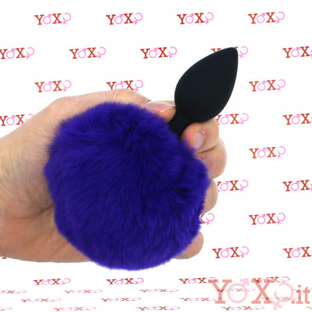 Cuneo Anale in Silicone con Coda BUNNY Viola 7 x 3 cm. Nero