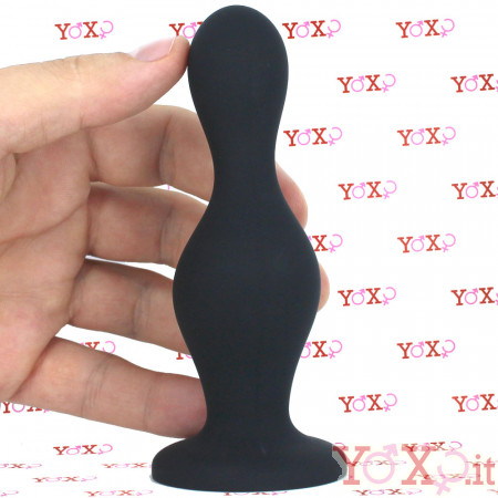 Bust - Cuneo Anale Progressivo Ricurvo 12 x 4 cm. in Silicone Nero