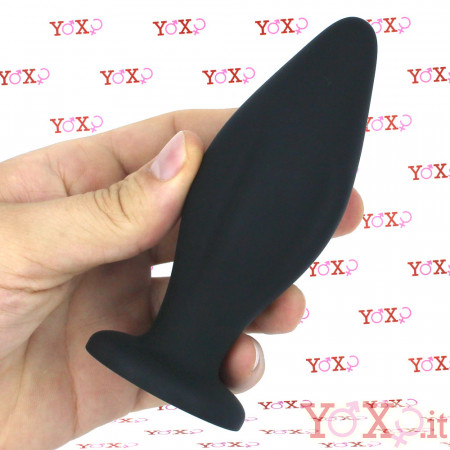 Menhir - Cuneo Anale Sagomato 12 x 4,5 cm. in Silicone Nero