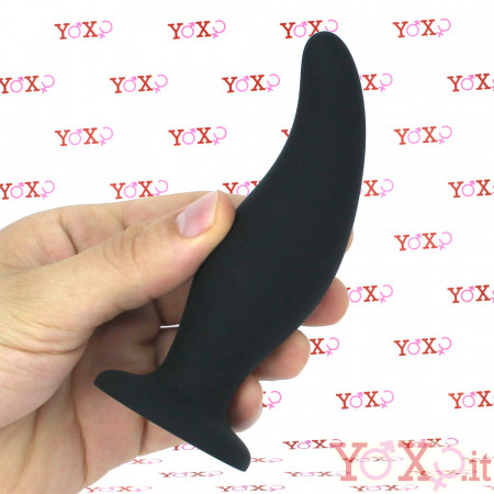 Sharky - Cuneo Anale Ricurvo 12 x 3,5 cm. in Silicone Nero