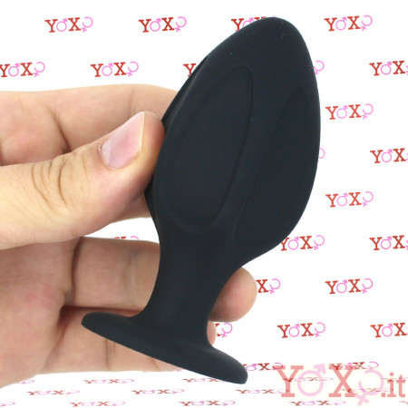 Rifter L - Cuneo Anale con Rilievi Verticali 9 x 4,5 cm. in Silicone Nero