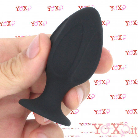 Rifter M - Cuneo Anale con Rilievi Verticali 7,2 x 3,5 cm. in Silicone Nero