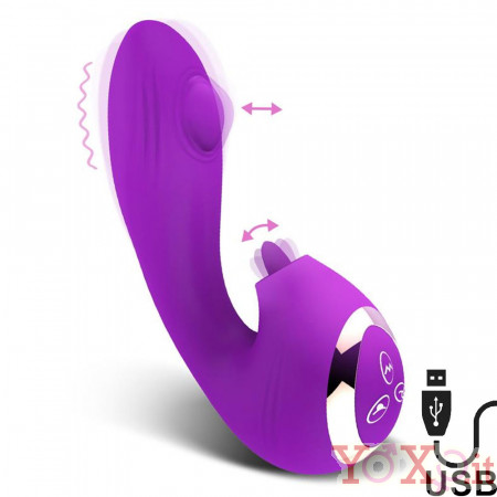 Vibratore rabbit in puro silicone con lecca clitoride e pulsazioni ricaricabile Viola