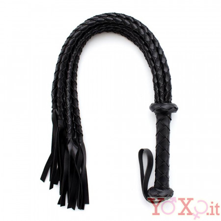 Frusta BDSM Gatto a Nove Code Intrecciate in Ecopelle 75 cm. 