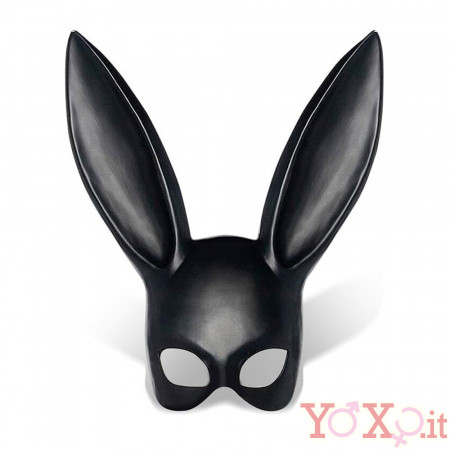Bunny Mask - Maschera con Orecchie da Coniglio per Pratiche Bondage e BDSM Nero