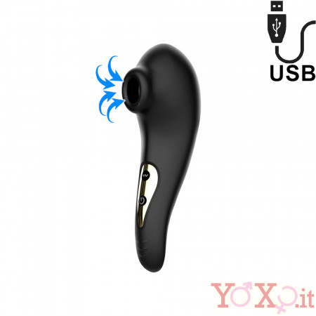 Hanna - Succhia Clitoride Aspirante in Silicone Nero Ricaricabile USB