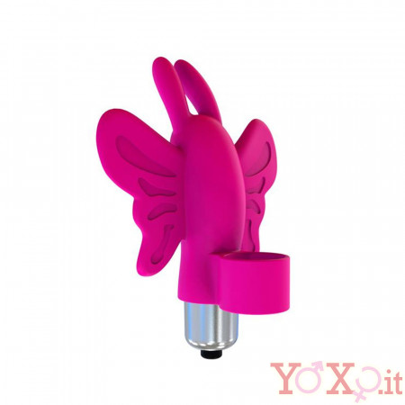 Monarch - Mini Vibratore da Dito a Forma di Farfalla in Silicone 10 cm. Fucsia