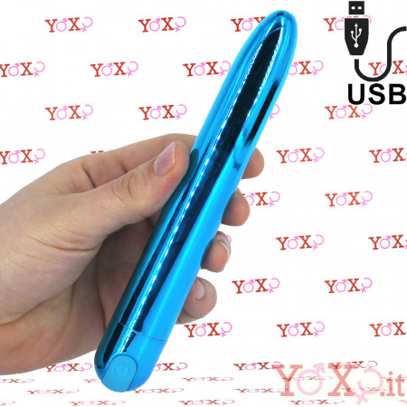 Astro - Vibratore 18,5 x 2,6 cm. Ricaricabile USB Blu