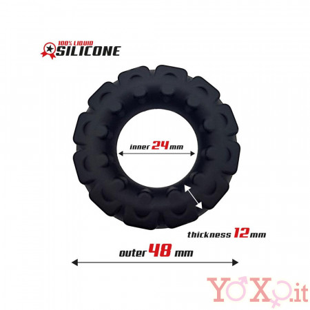 Anello Fallico a Ruota in Silicone 4,8 cm. Nero