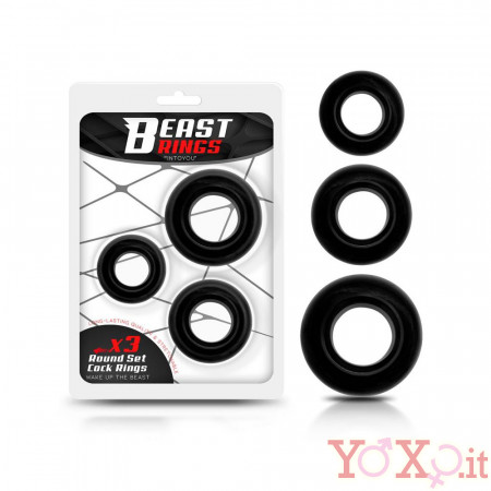 Beast Rings 3-Pack - Set di 3 Anelli Fallici in TPR 4, 4,8 5,6 cm. Nero