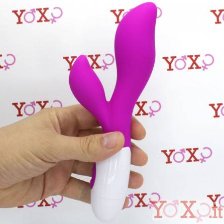 Vibratore rabbit Preston in silicone fucsia 20 x 3,4 cm.