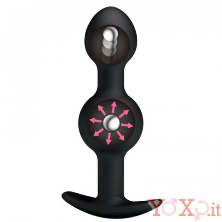 Cuneo Anale Progressivo in Puro Silicone Nero da Passeggio con Sfere Oscillanti 10,4 x 2,6 cm.