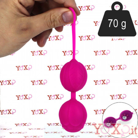 Geisha - Sfere Vaginali Oscillanti da 70 g. in Puro Silicone 9 x 3,5 cm. Fucsia