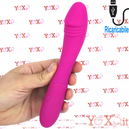 Sweety - Vibratore G-Spot in Silicone Morbido e Flessibile 19,5 x 3,5 cm. Ricaricabile con USB Fucsia