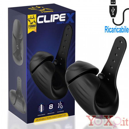 Clipex - Masturbatore Vibrante Regolabile in Silicone Ricaricabile USB Nero