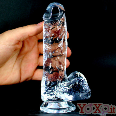 Fallo Realistico in Jelly Morbido e Flessibile con Testicoli 16 x 3,5 cm. Trasparente