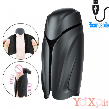 Cilon - Masturbatore Vibrante Regolabile Ricaricabile USB Nero