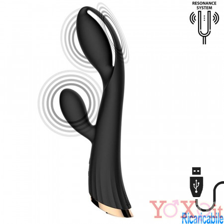 Reston - Rabbit con Effetto Amplificazione di Vibrazione e Riscaldante 20 x 3,5 cm. in Silicone Ricaricabile USB 