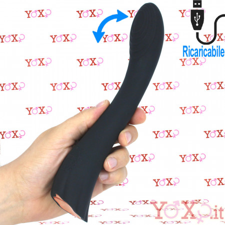 Lexire - Vibratore Punto G Vibra e Sgrilletta 23 x 4,1 cm. in Silicone Nero Ricaricabile