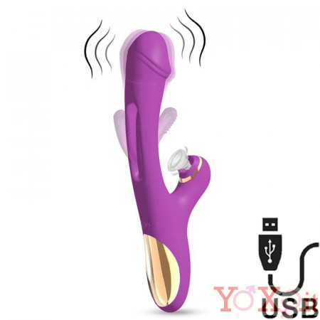 Vibratore con Succhia Clitoride e Lingua Stimolante 15 x 4 cm USB Ricaricabile