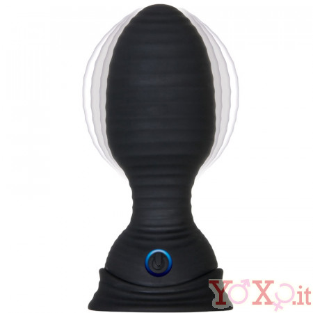 Cuneo anale gonfiabile vibrante con rilievi e telecomando wireless 11,7 x 4 - 5,1 cm.