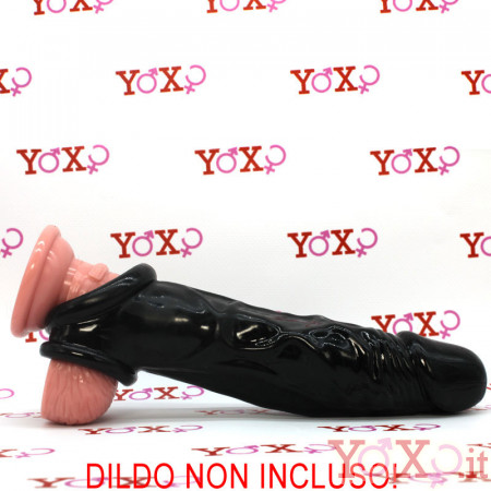 Guaina per pene nera con cock sling 21,5 x 4,2 cm.
