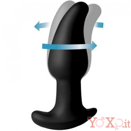 Cuneo anale in silicone nero rotante su testa e gambo con telecomando wireless 13,7 x 4 cm.